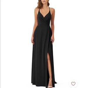 Azazie black bridesmaid dress with slit. Worn once